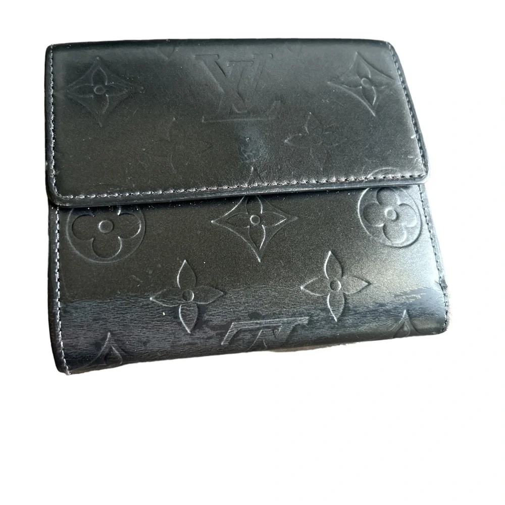 Louis Vuitton Elise Matte Vernis Charcoal Trifold Wallet - Picture 4 of 12